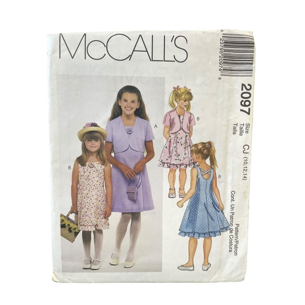 McCall's 2097 Girls' Dresses‎ Jacket CJ (10,12,14) 1999 Y2K Sewing Pattern